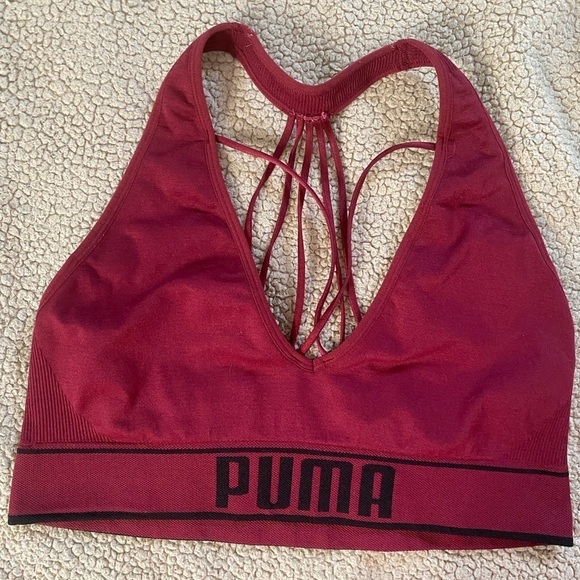 Puma Sports Bra Racerback Size; Small- Burgundy - Picture 1 of 3